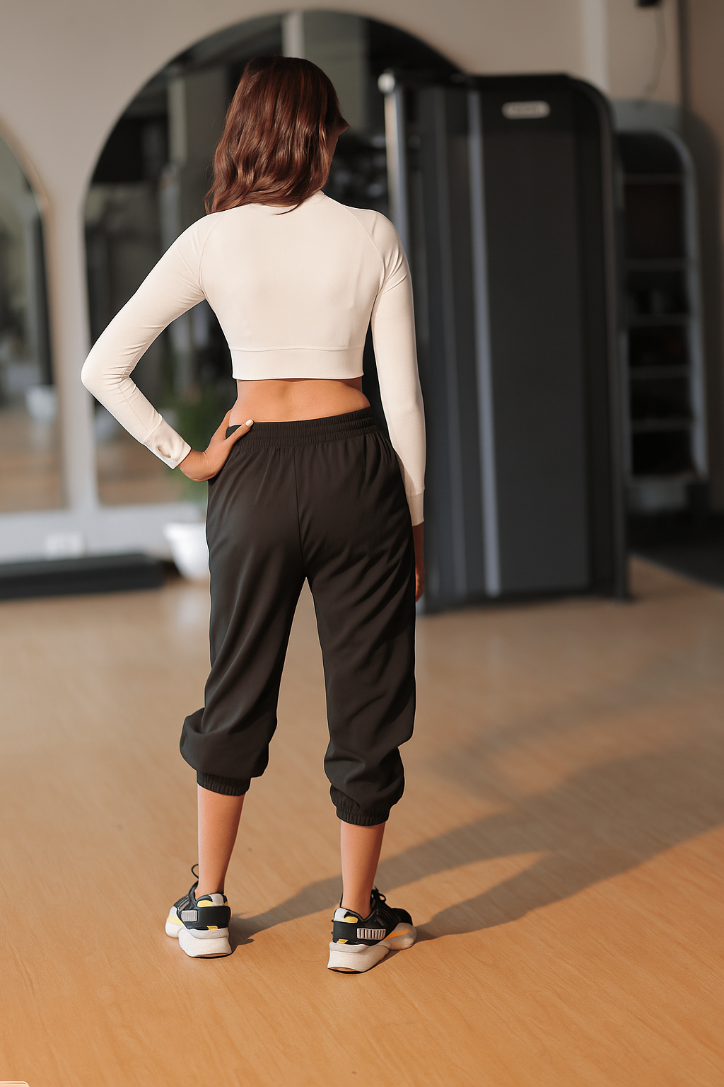 Falcon Full Sleeve Crop Top – White